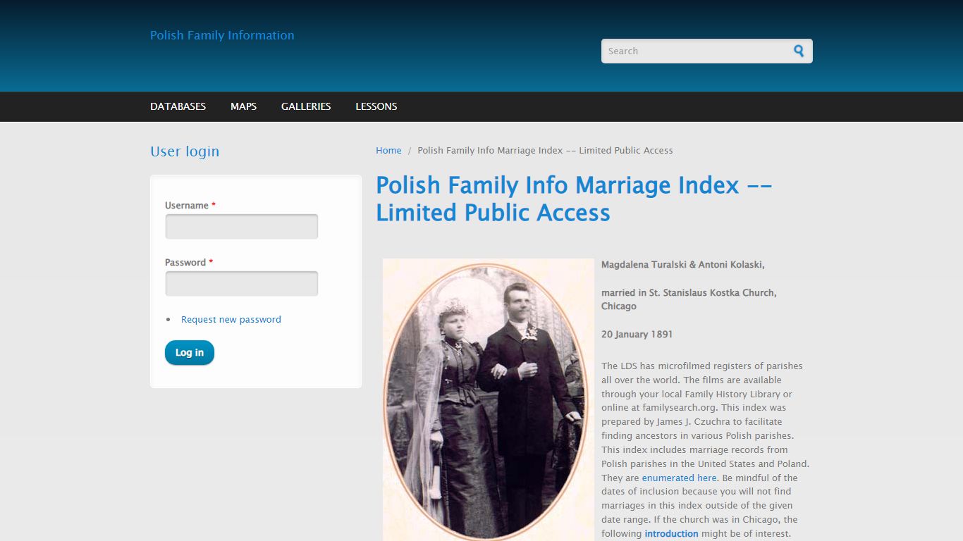 Polish Family Info Marriage Index -- Limited Public Access