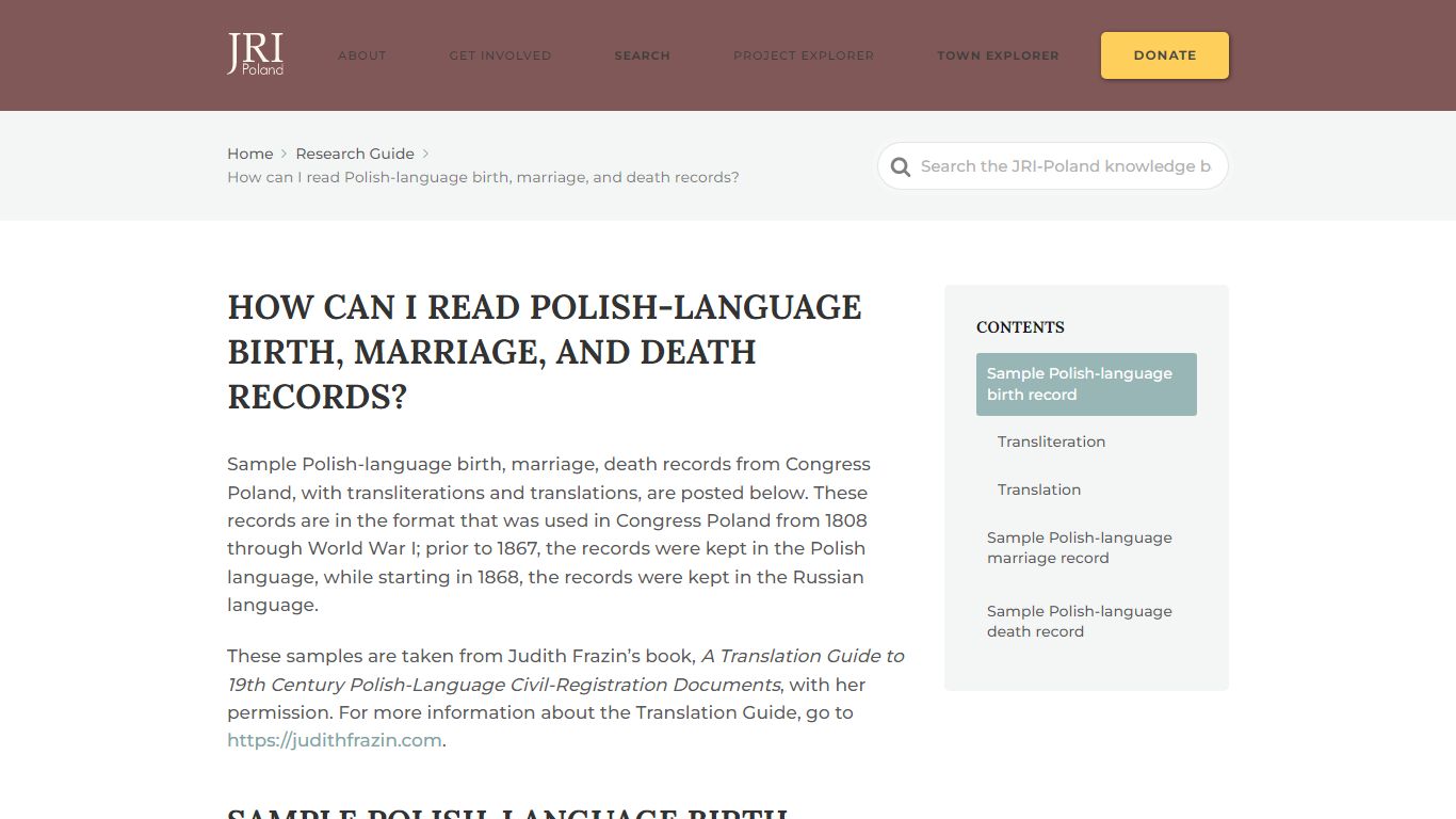 How can I read Polish-language birth, marriage, and death records ...
