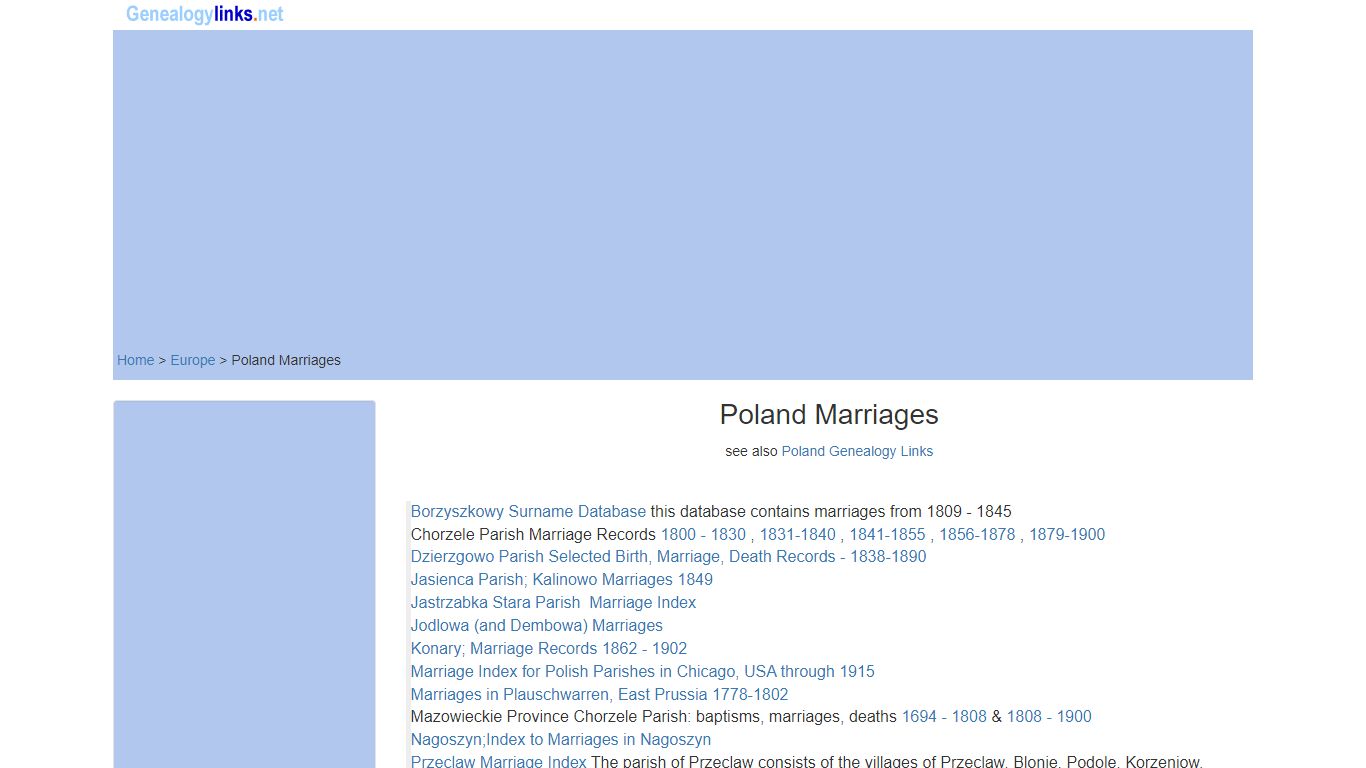 Poland Marriages and Marriage Databases - Genealogy Links